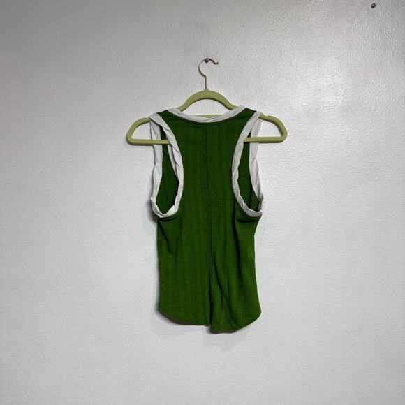 Pilcro Green Ribbed Racerback Tank Top Sz S - Picture 9 of 12